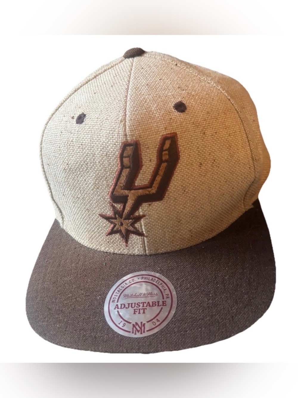 Rare Mitchell & Ness San Antonio Spurs The Natural Snapback Hat Cork Brim HWC